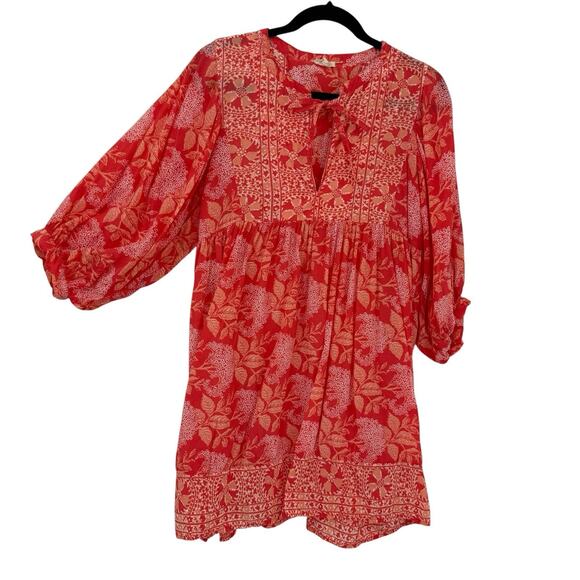 Elan Medium Shift Dress Costa Floral Orange Beachy Vacation Casual - Picture 1 of 8